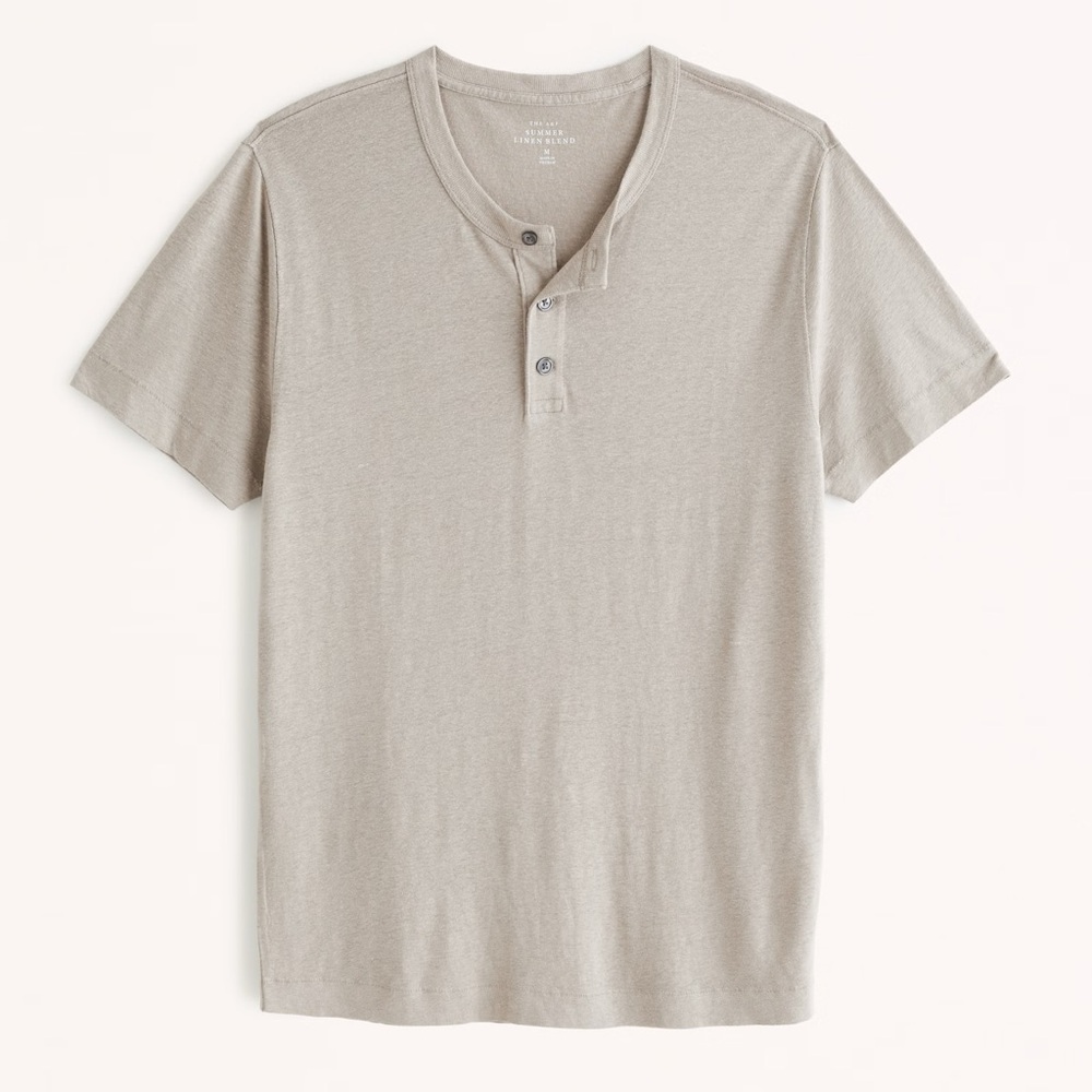 Abercrombie Summer Linen-Blend Henley Tee